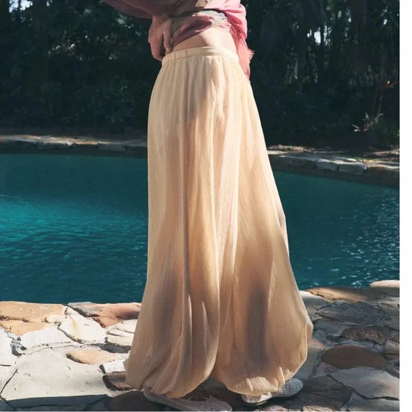 Zara Cream Wide-Leg Pants